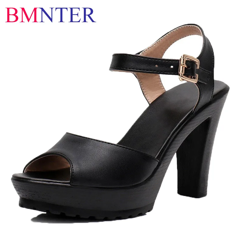 

Босоножки женские из натуральной кожи, на высоком блочном каблуке 10 см