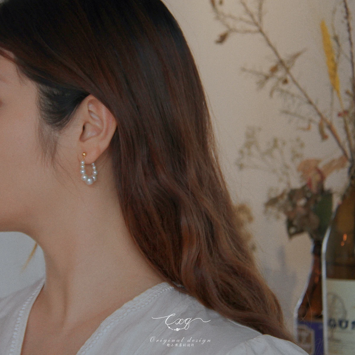 Оранжевые серьги Xiaoqing French sle с жемчугом в стиле ретро женские чайные винтажные