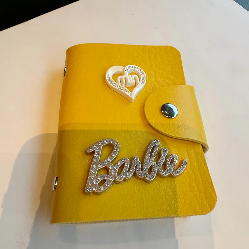 Модный розовый кожаный держатель для карт Барби Kawaii Мультфильм большая емкость