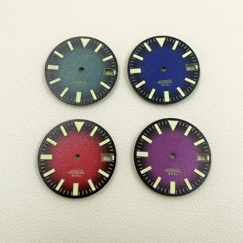 New nh35 literal retro mechanical surface strong green luminous suitable for NH36 movement 28 5mm matte sun pattern