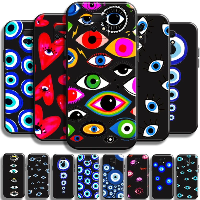 

Lucky Eye Blue Evil Eye Print For Xiaomi Redmi 10X Pro 5G 10X 4G Cases Cover Back Shell Black Soft TPU Liquid Silicon