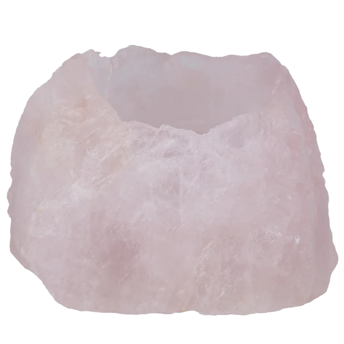 Natural Rose Quartz Rough Stone Tea Light Candle Holder / Air Plant Holder Room Decor Home Ornaments