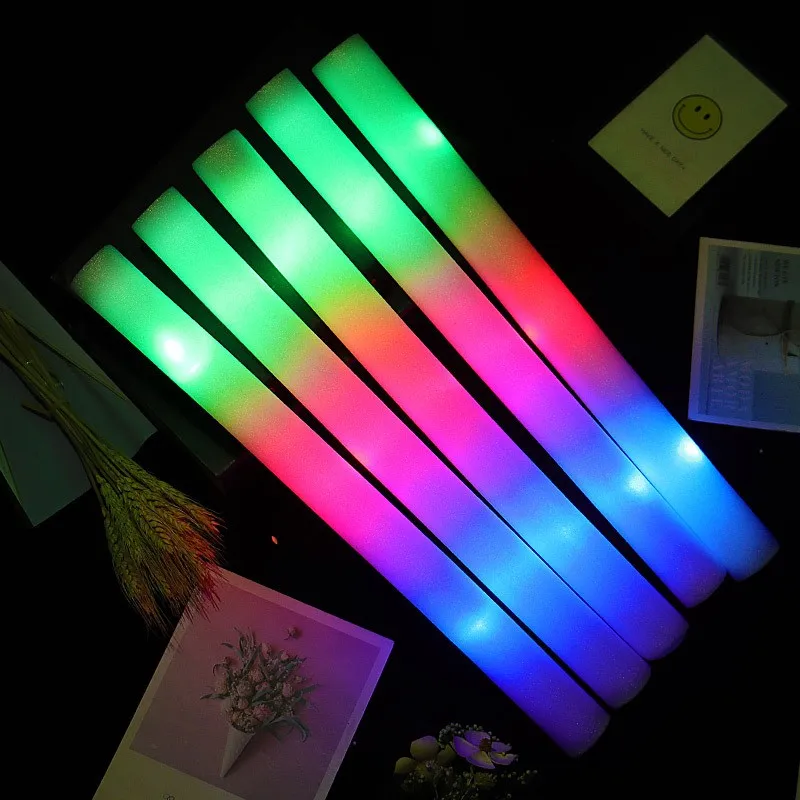 5/10/15pcs Lot Colorful Led Glow Sticks Foam Stick Cheer Tube Rgb Led Glow In The Dark Light For Party Festival Concert Bulk