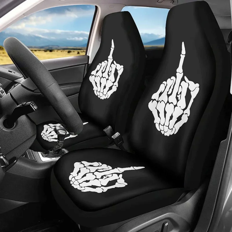 

Funny Skull Print Covers For Seats 2 Pack Bucket Front Seat Cover Set Fits Most Car Truck Van And SUV