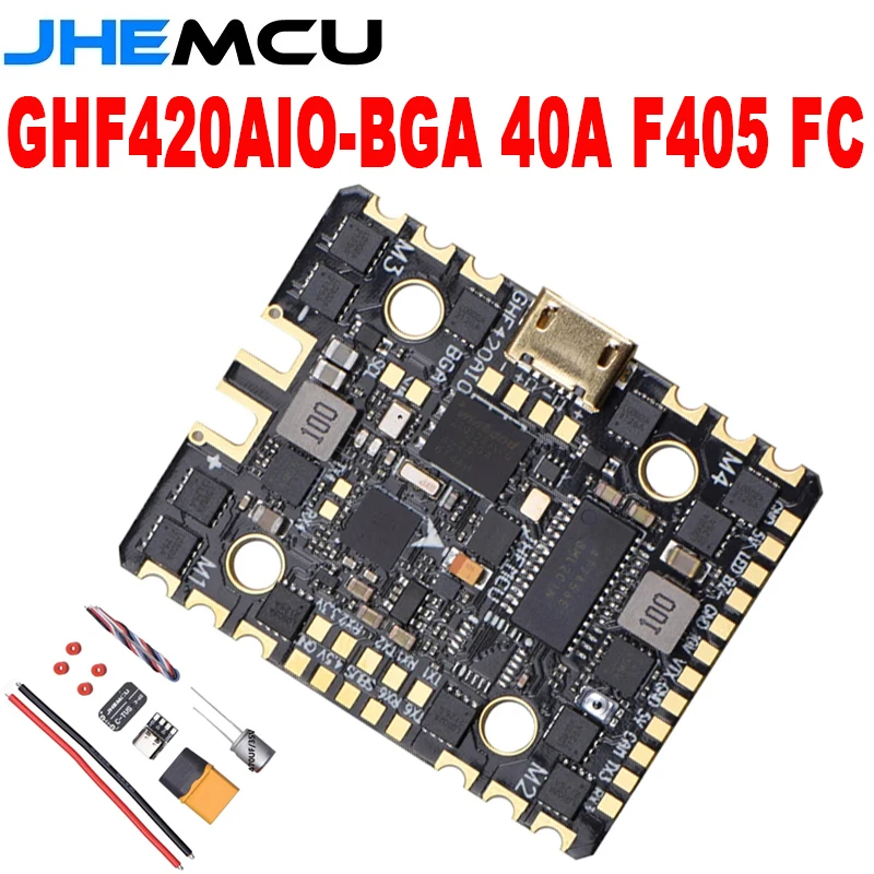 

JHEMCU GHF420AIO-BGA 40A F405 Контроллер полета 40A blheli _ S 4 в 1 ESC 2-6S для радиоуправляемого FPV Фристайл зубочистка Cinewhoop гоночный Дрон