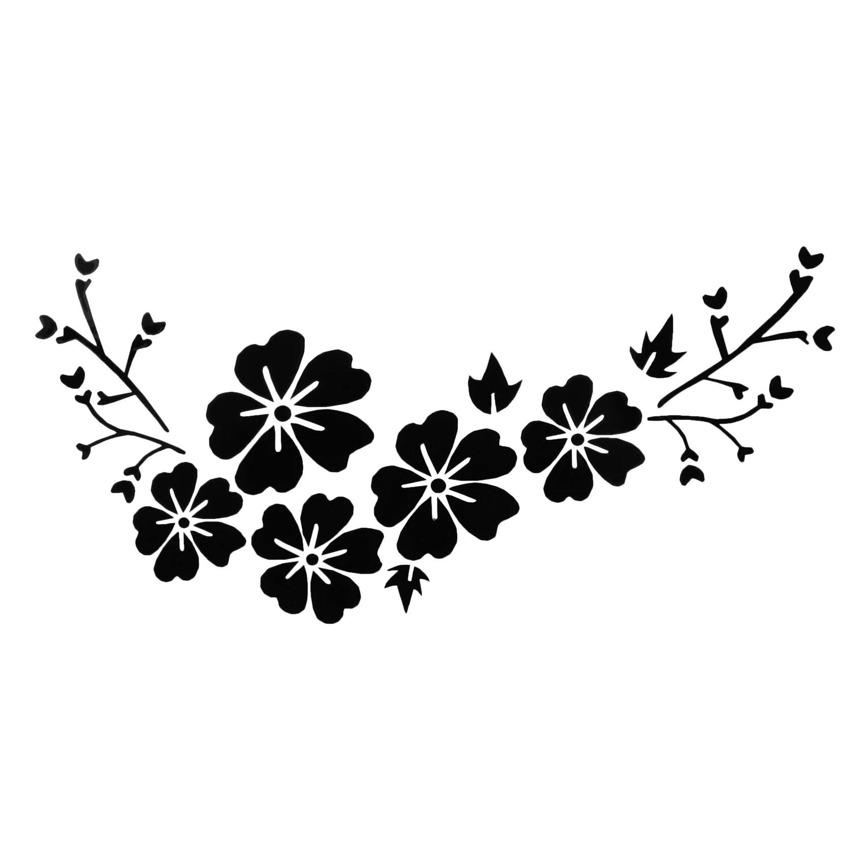 

BLACK Decal Car Flower Sticker waterproof Removable Deco Vehicle Stripes Cover