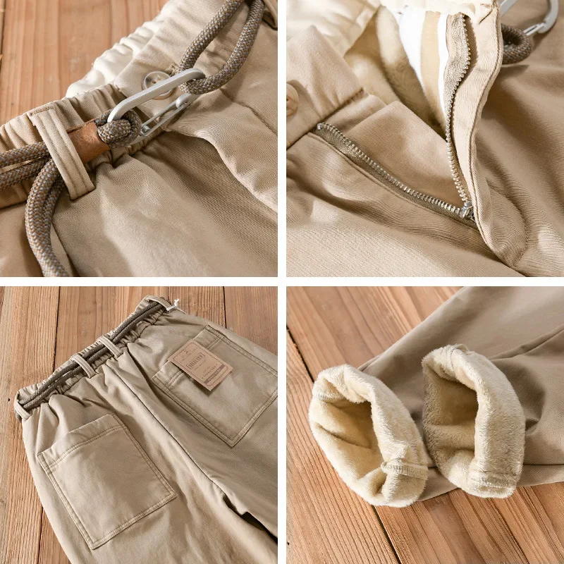 Зимние новые бархатные брюки-карго для мужчин одежда из хлопка толстые сохраняют