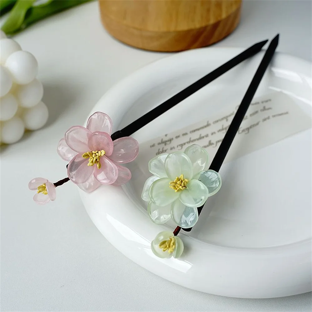 

Glaze Flower Hair Stick Chinese Wedding Hair Accessories For Women Wooden Fairy Hairpin Girls Hanfu Party Chopstick Hair Jewelry