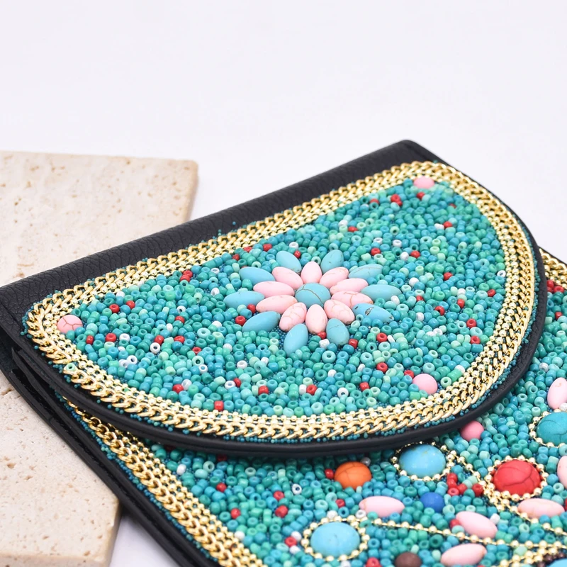 Акриловая красочная женская сумка через плечо с цветочным дизайном в богемном