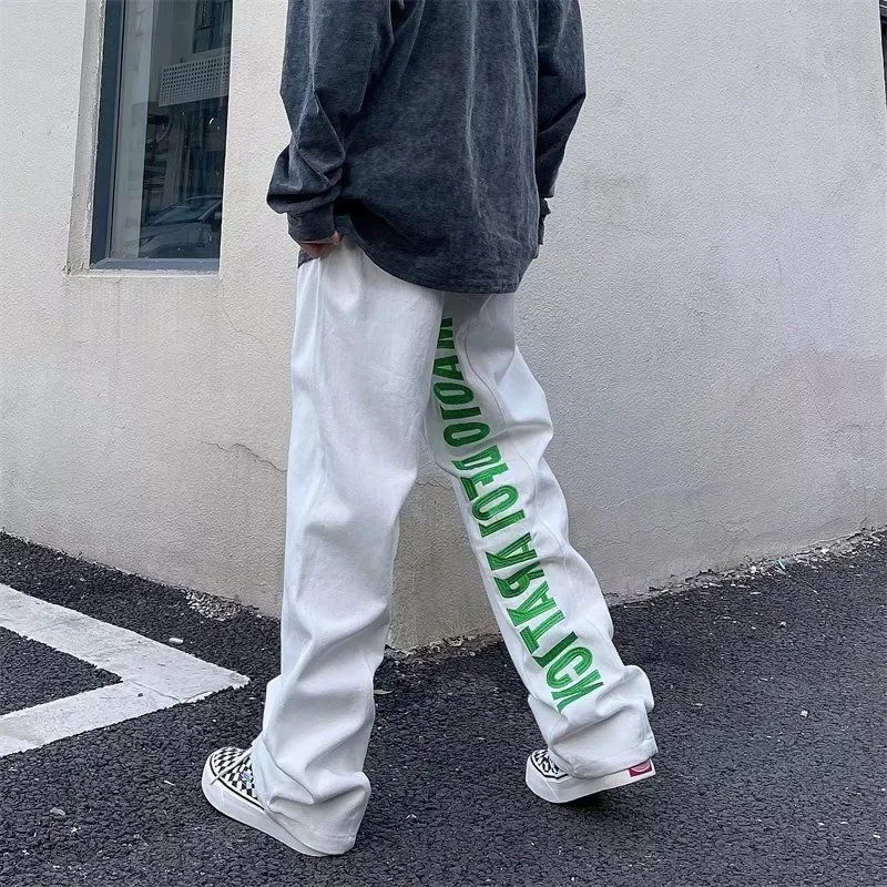 

Мужские джинсы в стиле Харадзюку, с надписью и графическим принтом