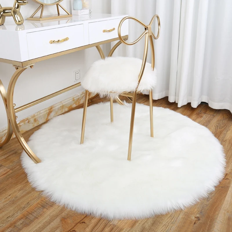 

Luxury Round Area Rugs Soft Faux Sheepskin Fur For Bedroom Living Room Long Plush Floor Carpet Home Floor Mat Rug Bedside Rugs