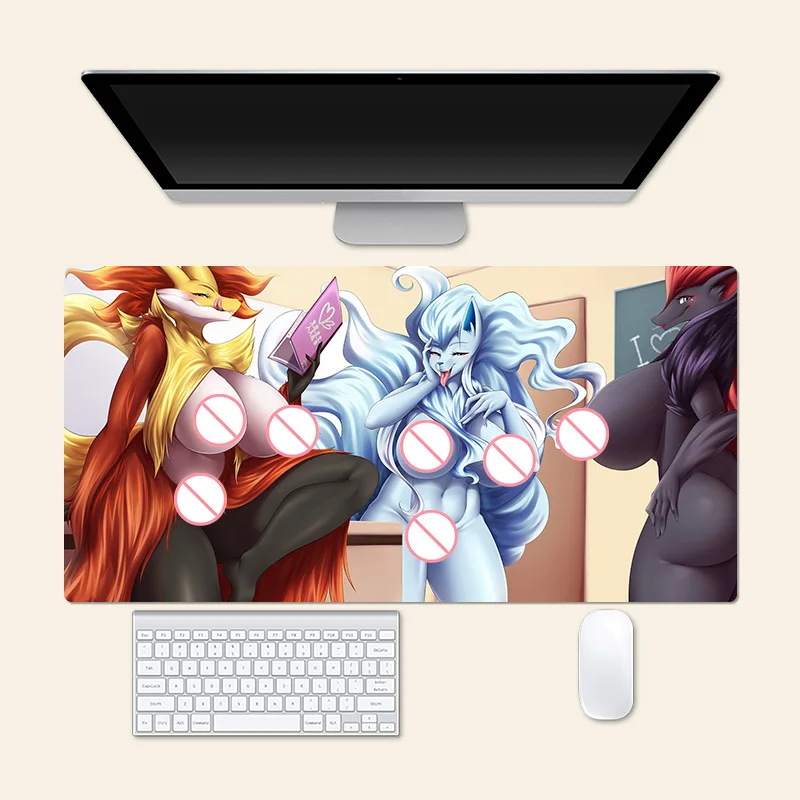 Пушистый Большой Коврик для мыши Delphox Digital Monster Anime Sexy, игровой коврик, креативный Настольный коврик, офисный коврик для мыши