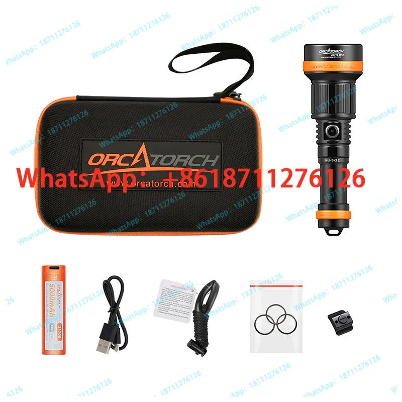 Фото Подводный фонарь OrcaTorch Orca ZD710 MK2 с регулировкой фокуса, лазерный, на аккумуляторе 21700 №3