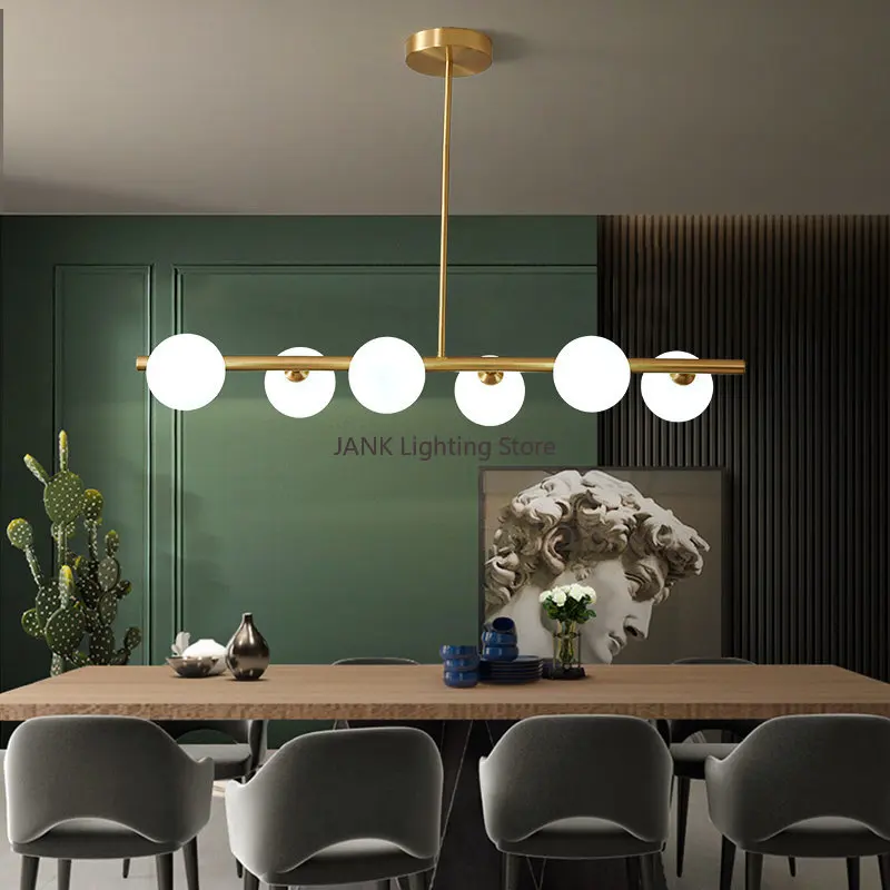 Nordic Modern White Glass Ball Chandelier for Dining Table L