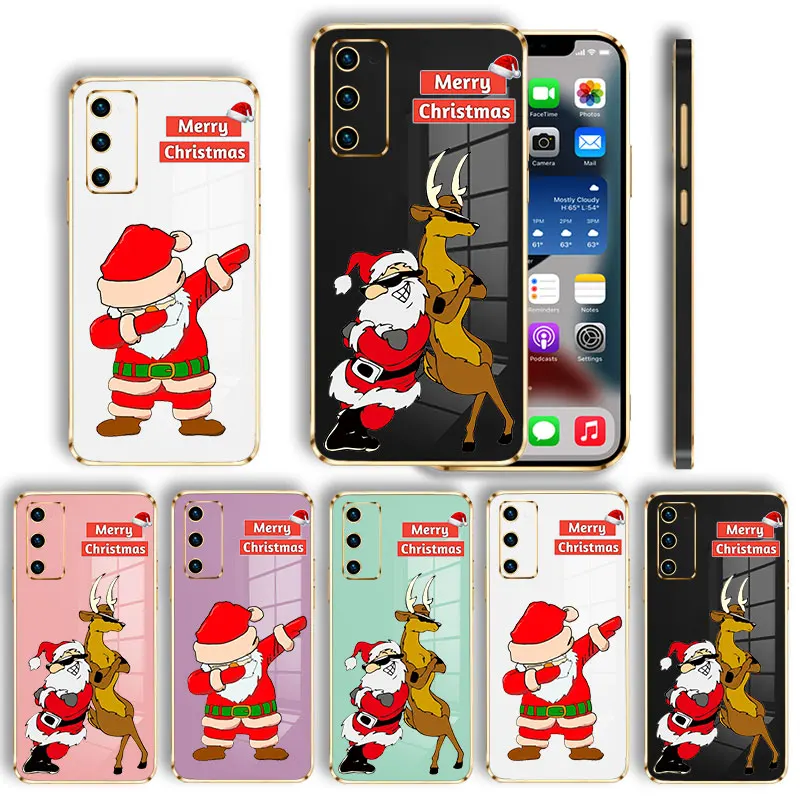 

Merry Christmas Cool Santa Claus Plating Case For Samsung Galaxy S22 S21 S20 FE Ultra S10 Plus Note 20Ultra 10Lite M62 M53 M32
