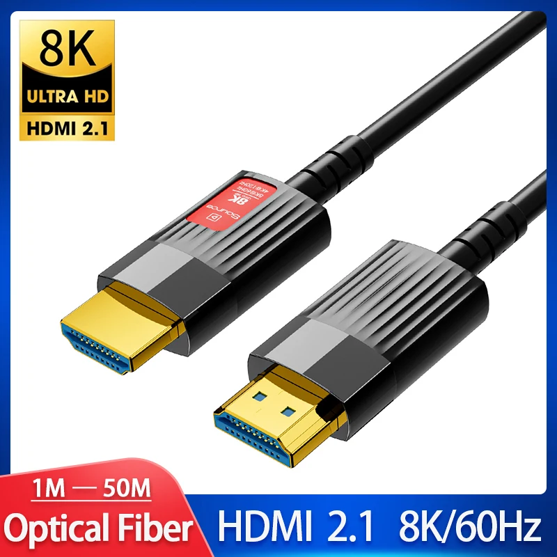 

8K HDMI оптический волоконный кабель 8K 60 Гц 4K 120 Гц Ультра высокая скорость 48 Гбит/с HDR eARC HDCP HDMI 2,1 волоконно-оптические кабели для ТВ проектора