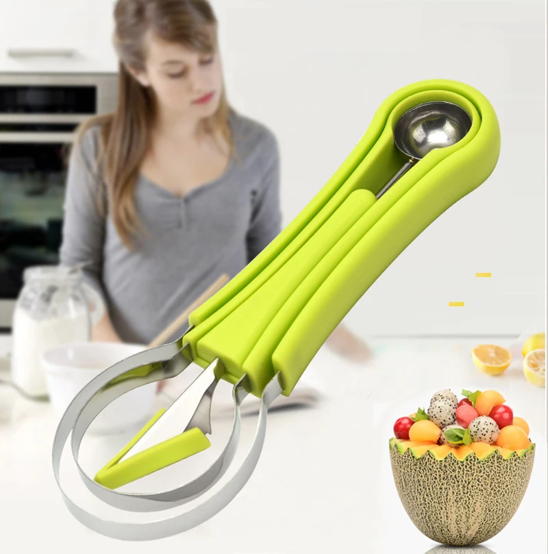 

3pcs Fruit Carving Knife Watermelon Baller Ice Cream Dig Ball Scoop Spoon Fruit Platter Dig Pulp Separator Kitchen Gadgets