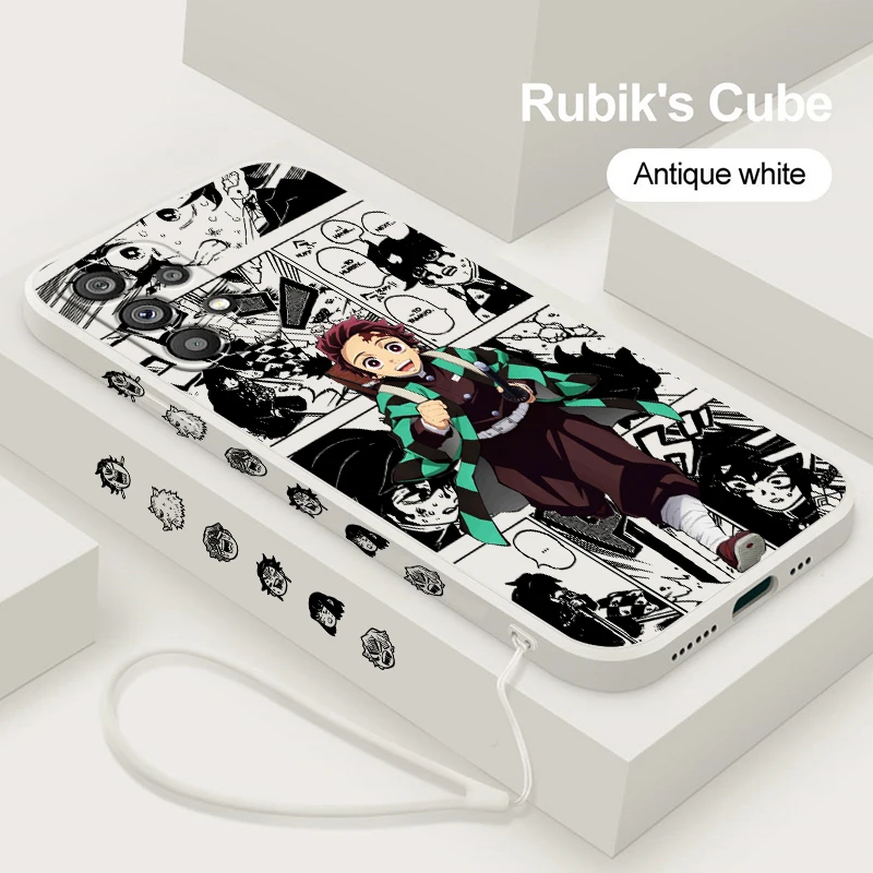 

Anime Demon Slayer Tanjirou Liquid Left Rope Phone Case For Samsung A73 A53 A33 A52 A32 A23 A22 A71 A51 A21S A03S A50 A30 5G