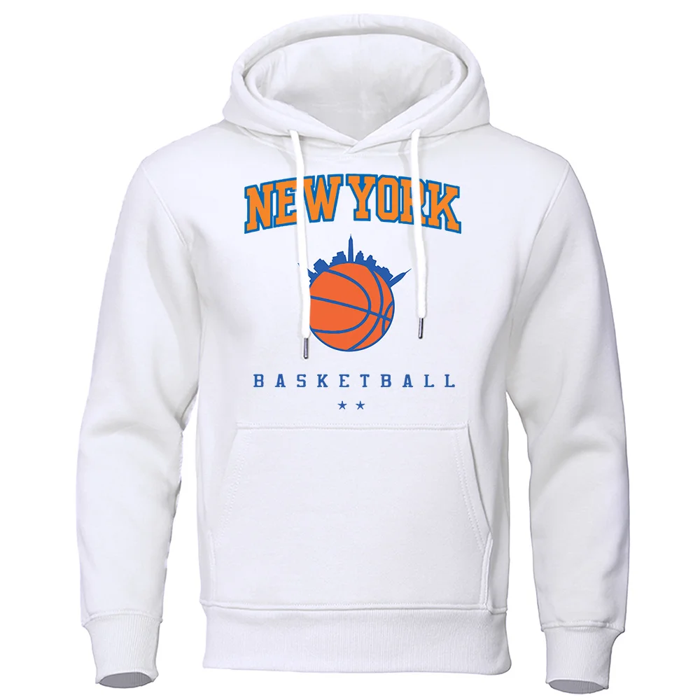 

New York Basketball Personality Street Hoodies Men Fashion Casual Clothing Oversized Hip Hop Streetwear Crewneck Loose Hoodie