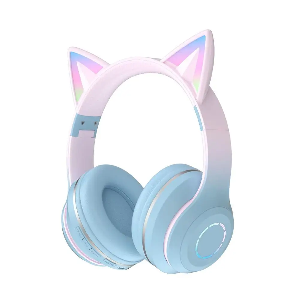 

Wireless Bluetooth-compatible Headphone Gradient Color Luminous Cute Cat Ears Gaming Headset Lovely Christmas Gifts Earphone