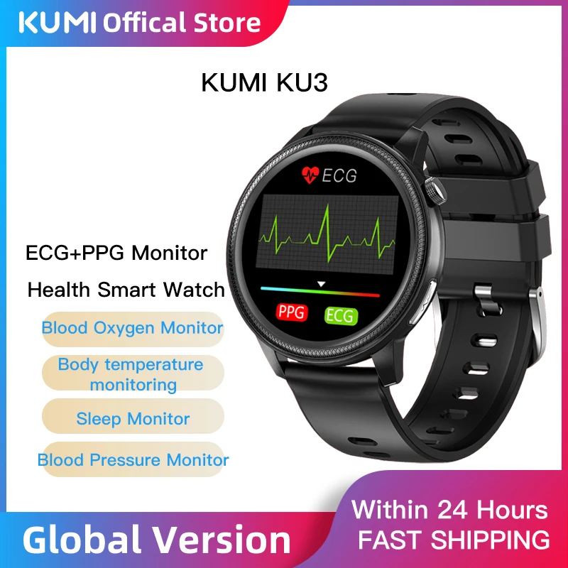 

KUMI 2022 KU3 Smart Watch Men Women Sport Fitness ECG+PPG Monitor Heart Rate Blood Pressure Tracker Waterproof Bluetooth Watches