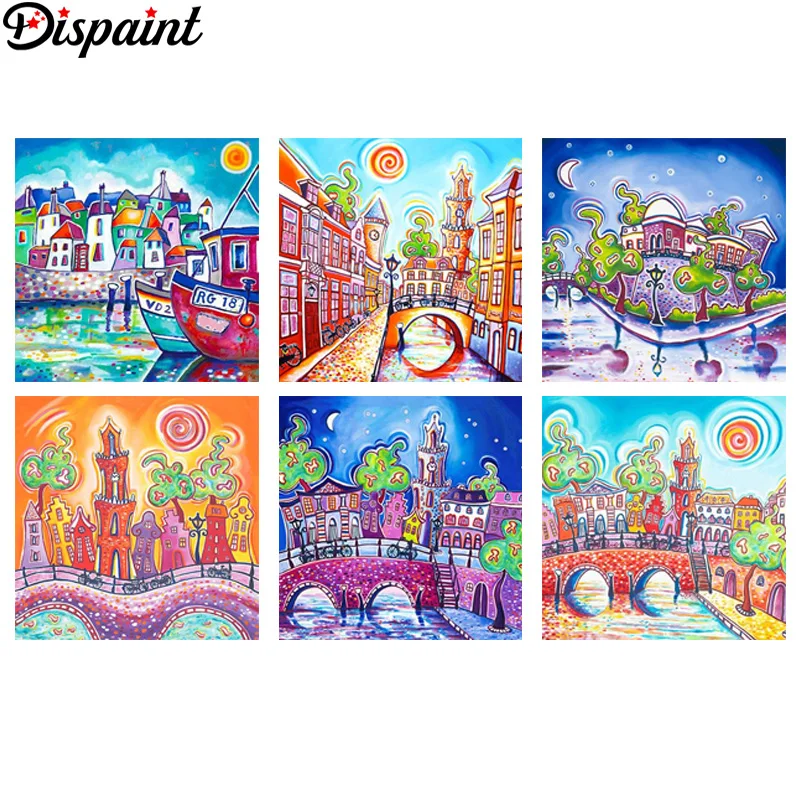 Dispaint полная квадратная/круглая дрель 5D DIY алмазная живопись &quotabstrakcyjny statek дома"