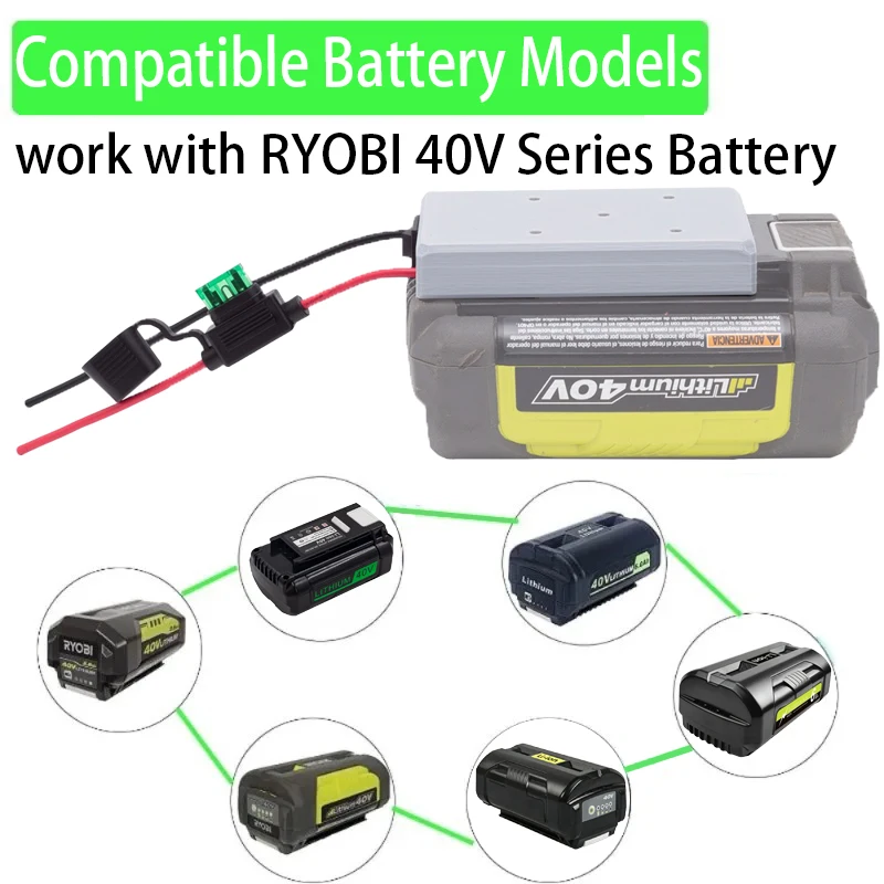 Фото DIY-адаптер для Ryobi 40 в, адаптер для литий-ионной батареи, эффективный коннектор 14AWG, DIY с предохранителем для Foy станков №3