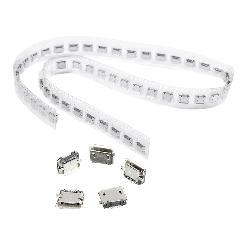 

50Pcs Micro-USB Type B Female 5Pin SMT Socket Jack Connector Port PCB Board & 50 Pcs PCB SMT Micro-USB Type B 5Pin Female Socket