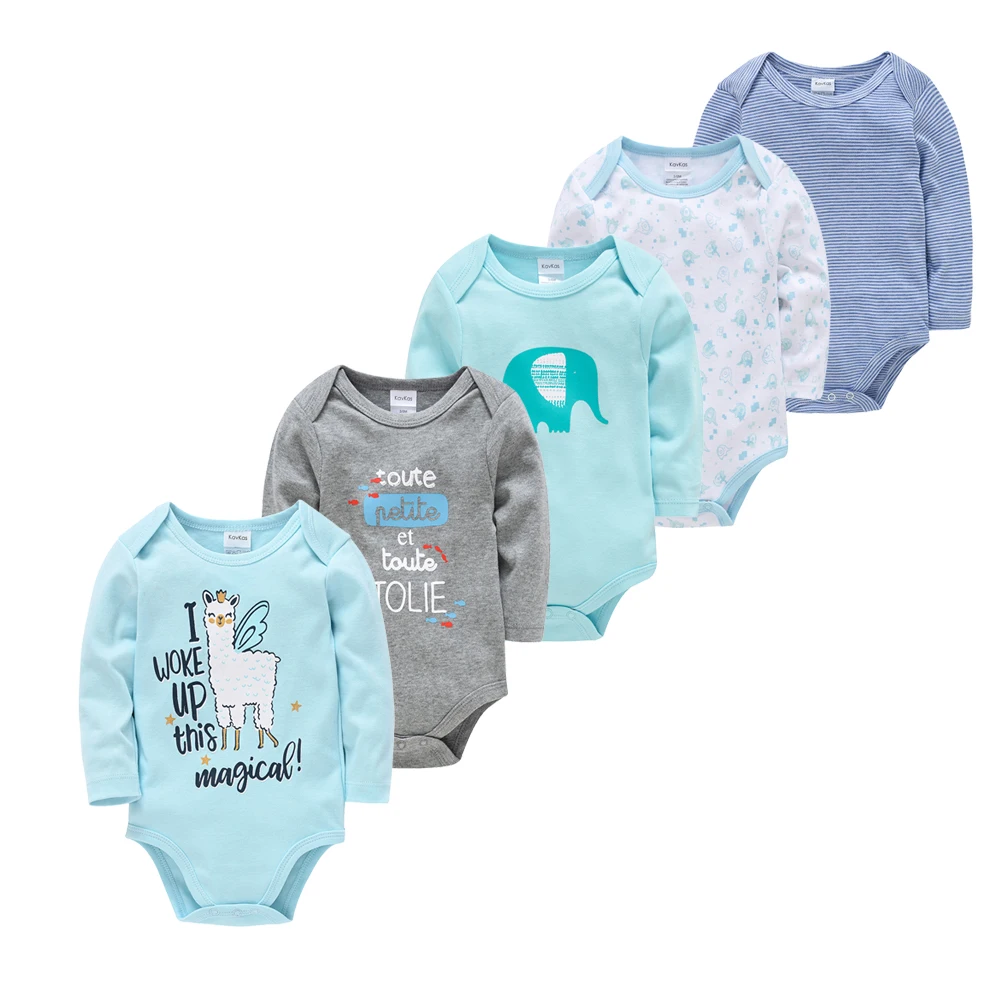 

5PCS Baby Rompers Boys Clothes Girls Roupa De Bebes Blue Elephant Infant Clothes New Born Kids Outfit Jumpsuit Overalls