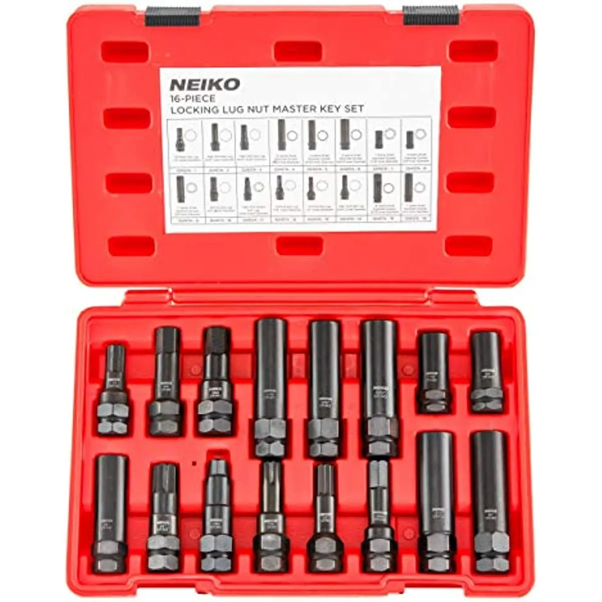

Neiko 02457A lug nut key kit aftermarket wheel lock removal kit for factory wheel tire key SAE and metric lug socket