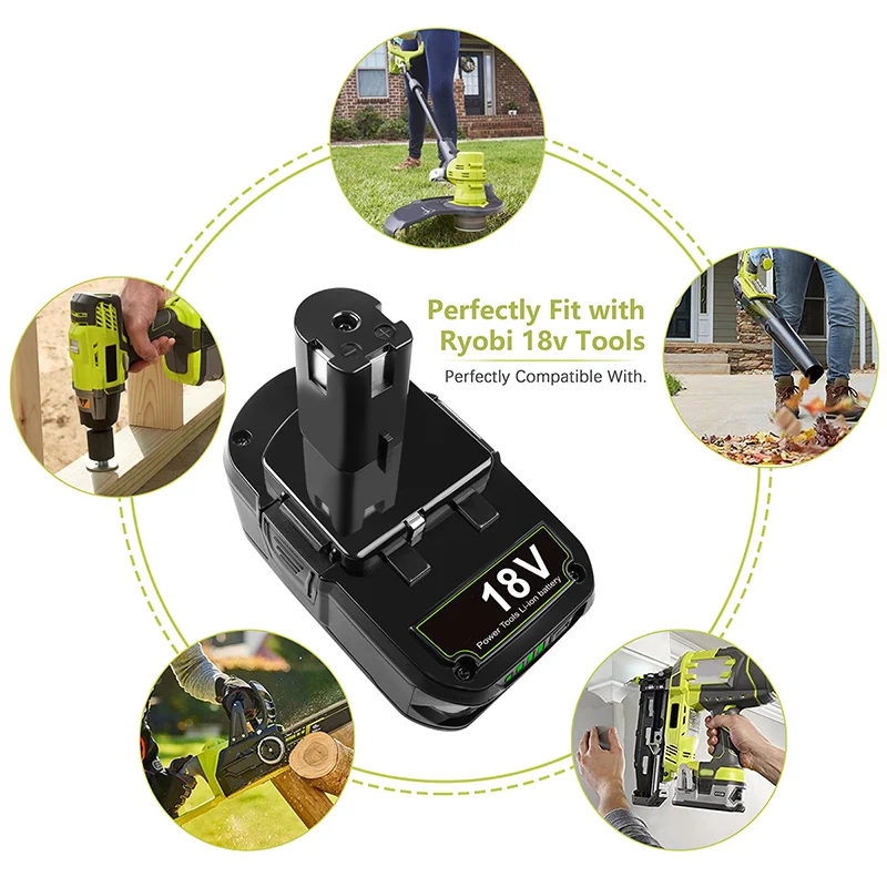 Powtree 18 в 6000 мАч-9000 мАч Замена для Ryobi P108 аккумулятор RB18 литий-ионный перезаряжаемый