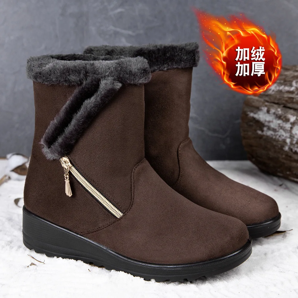 Snow Boots Women Winter 2022 New Plus Velvet Woman Shoes Warm Boots Thick Cotton Shoes Furry Black Women Boots Botas De Mujer
