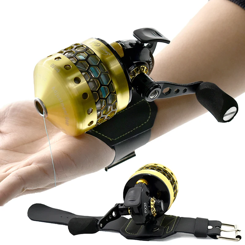 

Slingshot Fishing Reel Spinning Hand Wheel 4+1BB 3.6:1 Shooting Fish Closed Reel with Line Outdoor Hunting Fishing Wheel PX35