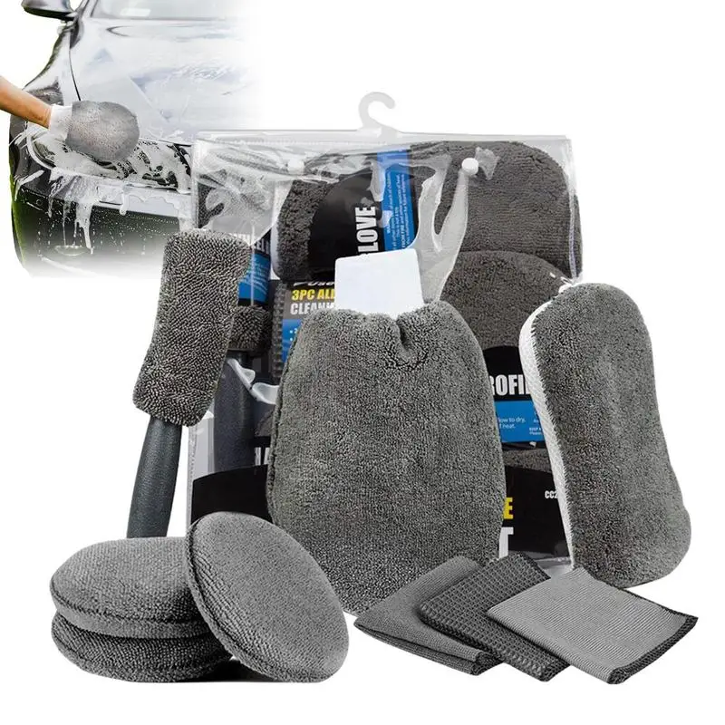 

Interior Car Cleaning Kit Air Vents Scrubber Washing Gloves Polisher Adapter Waxing Detailing Brush Car Accessories Detail Tools