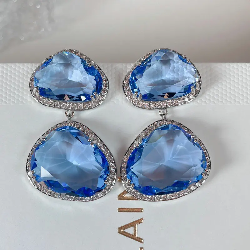 Билицветные модные простые серьги с желтым фианитом