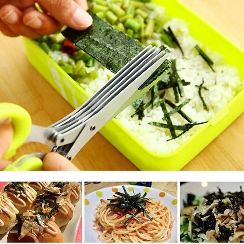 

Multi-layer Green Onion Scissors Stainless Steel Multifunctional Onion Cutting Knife Herb Seaweed Spice Scissors Kitchen Scissor