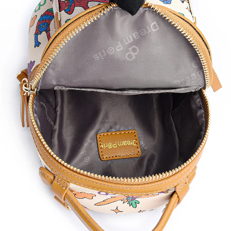 Women Fashion School Small Backpack High Quality PU Leather Cute Printing Ladies Girls Double Shoulder Bag for Travel Shopping