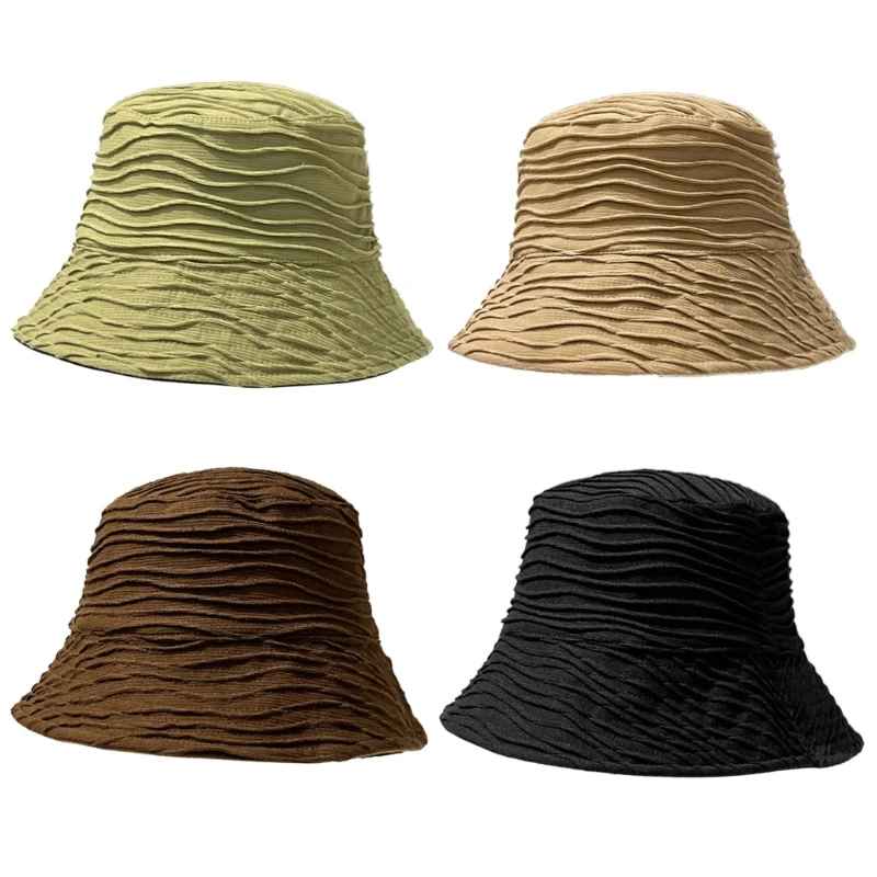 

Summer Bucket Hat Wrinkled Hat for Women Girls Commute Driving Sunhat