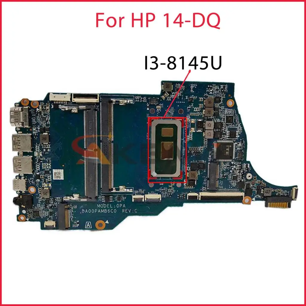 

Высококачественная материнская плата для ноутбука HP 14-DQ L61952-001 L61952-601 DA00PAMB6D0 с SRFFZ I3-8145U 100% работает хорошо