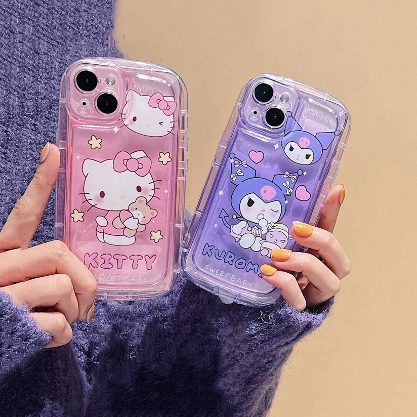 Симпатичный чехол Sanrio Hello kitty с героями мультфильмов Kuromi Melody для iPhone 15 12 13 Mini 14 Pro Max