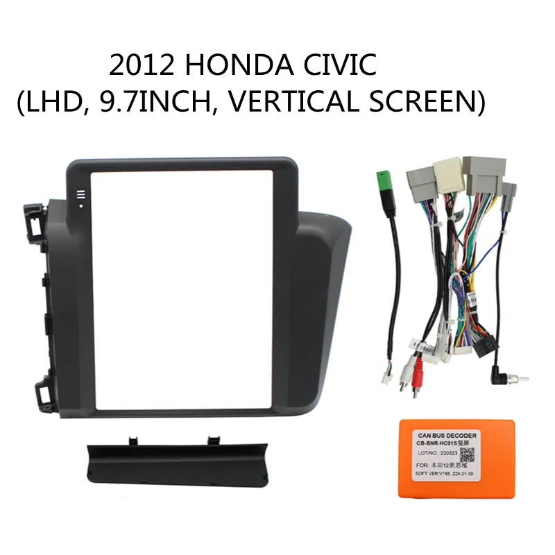 

9.7 Inch 2 Din Car Radio Fascias For Honda Civic 2012-2016 Tesla Style Multimedia Frame Video Player Navigation DVD Panel Trim