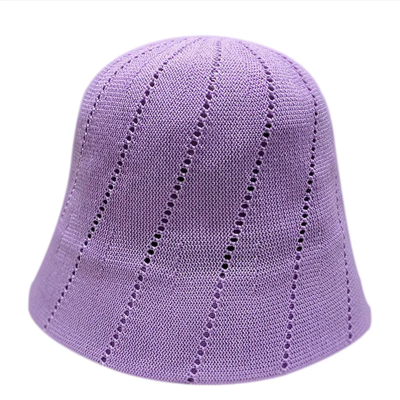 Summer hats for women large bucket hat Hollow out breathable cotton linen purple hat Harajuku Versatile fisherman basin cap