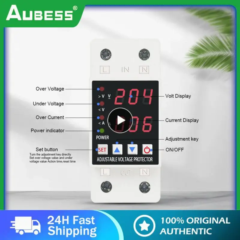 

2/3/5PCS Din Rail Dual Display Overvoltage Protector Protective Device Current And Under Voltage 230v Protector 63a Smart Home