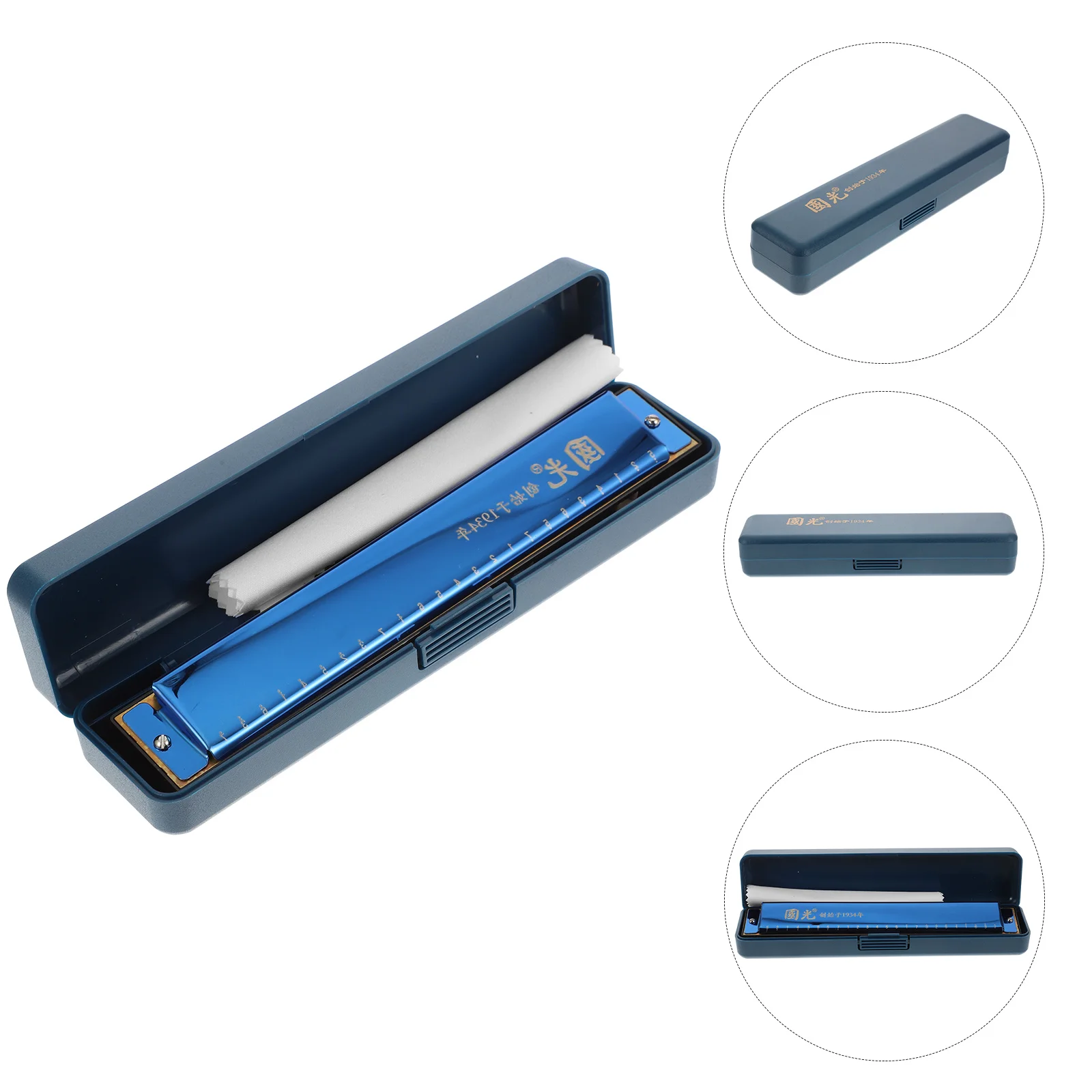 

1Pc Complex Tones C-Key Harmonica Practical 24 Holes Harmonica with Packing Box (Sapphire blue)