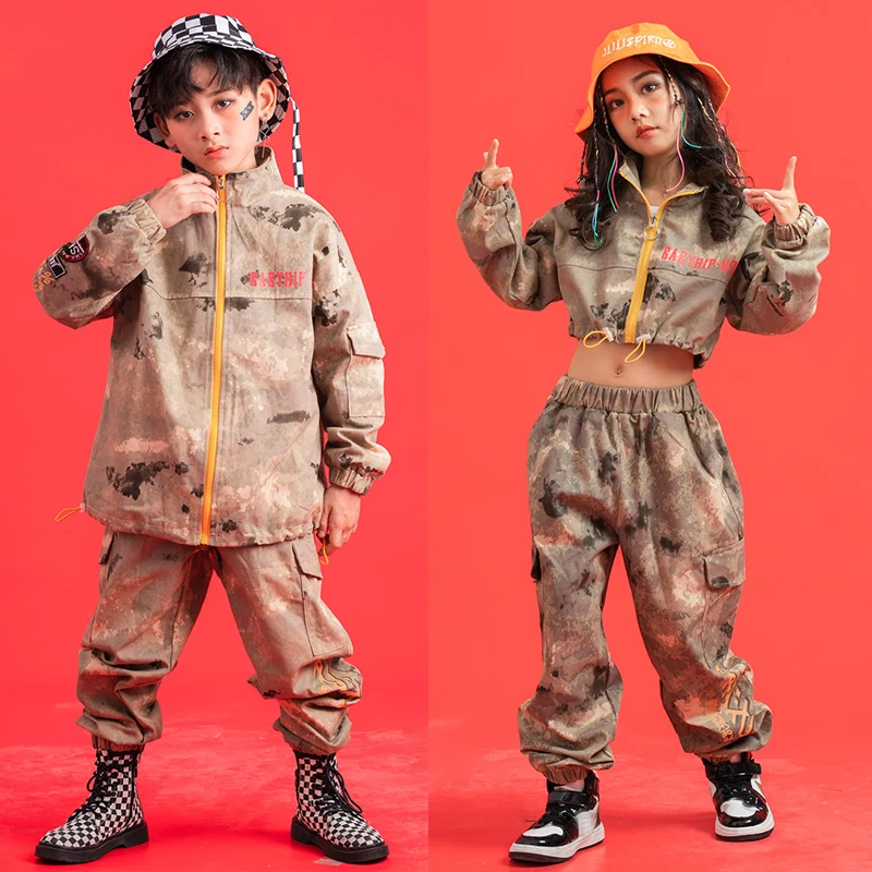 Детская одежда для современных уличных танцев камуфляжный свитшот девочек и