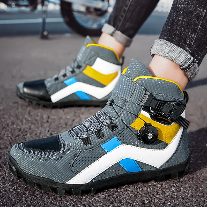 Motorcycle Boots Black Plus Size Moto Riding Non-Slip Breathable Motocross Off-Road Racing Boots Motorbike Ankle Cycling Shoes