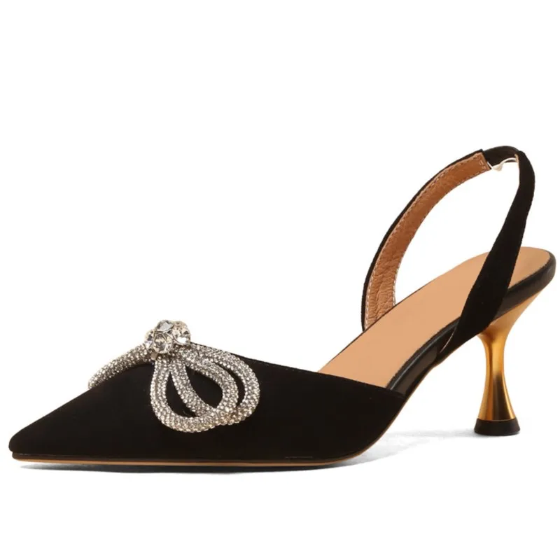 

Dilalula 2022 Summer Women Sandals Butterfly Knot Pointed Toe Thin Heels Quality Kid Suede Leather Sexy Fashion Shoes Woman