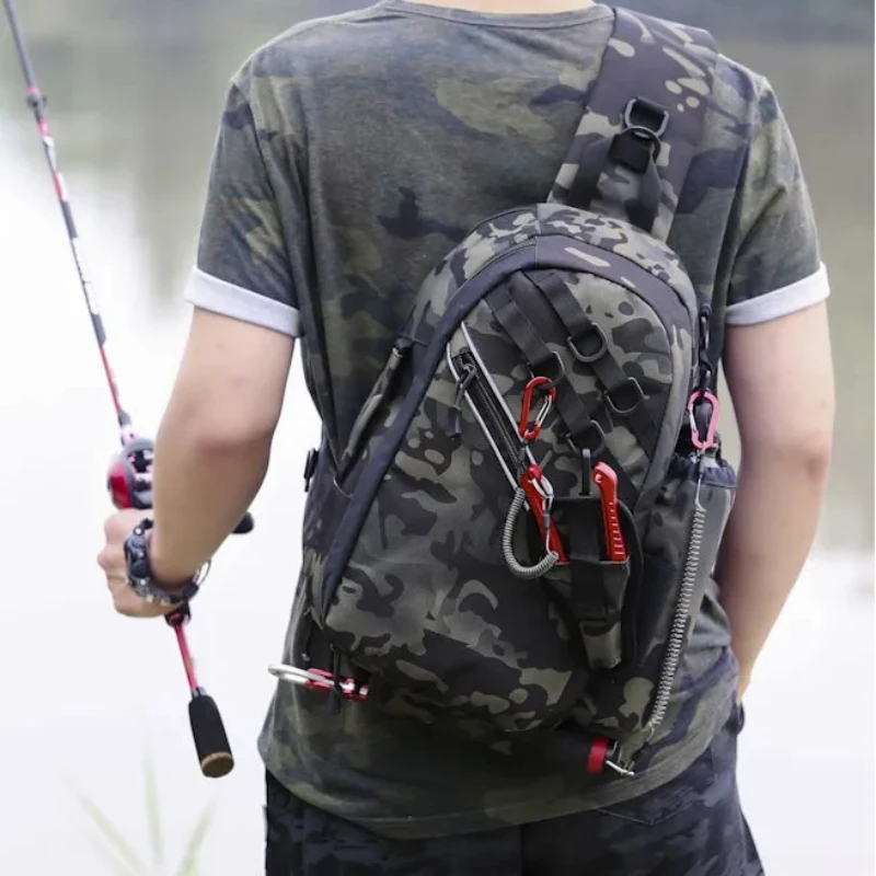 

Men's Tactical Fishing Bags Multifunctional Outdoor Fishing Tackle Shoulder Crossbody Fishing Bag Fish Lures Utility Waist Pack