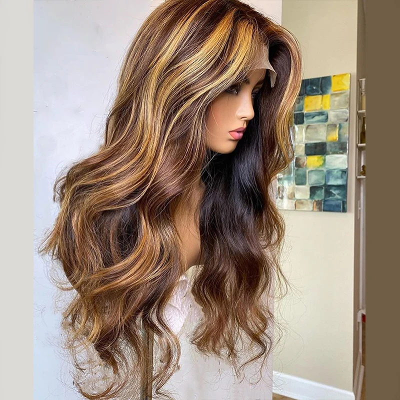 

Натуральные волосы хайлайтер блонд мягкий 26 дюймов Длинные волны тела 180 плотность кружева передний парик для женщин BabyHair безклеевые предварительно выщипанные ежедневно