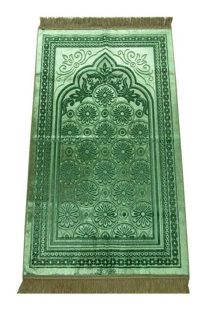 

IQRAH акриловый полиэфирный серебристый молитвенный коврик-зеленый цвет